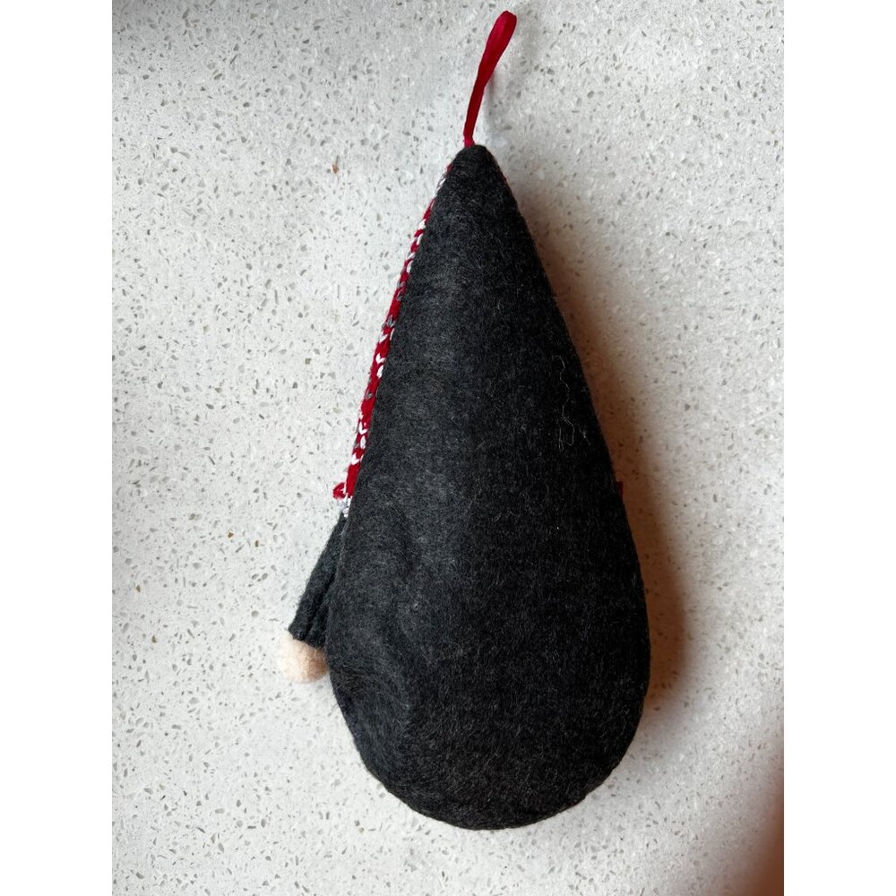 Nordic Style Christmas Gnome Ornament With Red & White Knit Hat And Faux Fur Bea - Picture 4 of 4